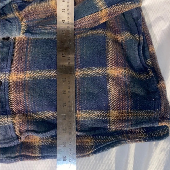 Orvis Shacket Men XL Blue Plaid Button Up Heavy Flannel Shirt Jacket Pocket - Picture 4 of 8